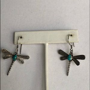 Dragonfly’s & Turquoise Gemstones (1.60 cts) in Sterling Silver Earrings